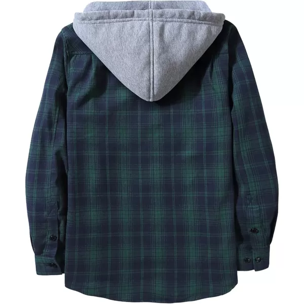 GEEK LIGHTING Men's Flannel Shirt Plaid Hoodie Long Sleeve Fall Casual Button Down Shirts Jacket