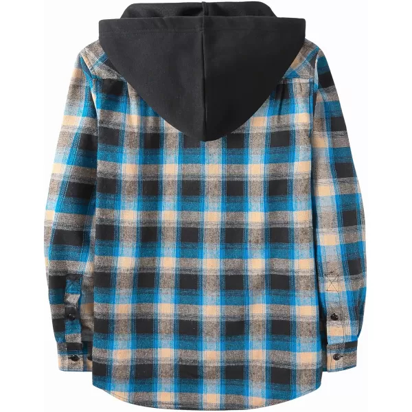 GEEK LIGHTING Men's Flannel Shirt Plaid Hoodie Long Sleeve Fall Casual Button Down Shirts Jacket