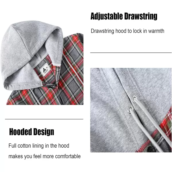 GEEK LIGHTING Men's Flannel Shirt Plaid Hoodie Long Sleeve Fall Casual Button Down Shirts Jacket