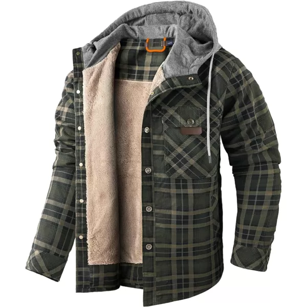 GEEK LIGHTING Men's Flannel Shirts Jacket Sherpa Lined Fleece Plaid Hoodie Long Sleeve Winter Warm Coat