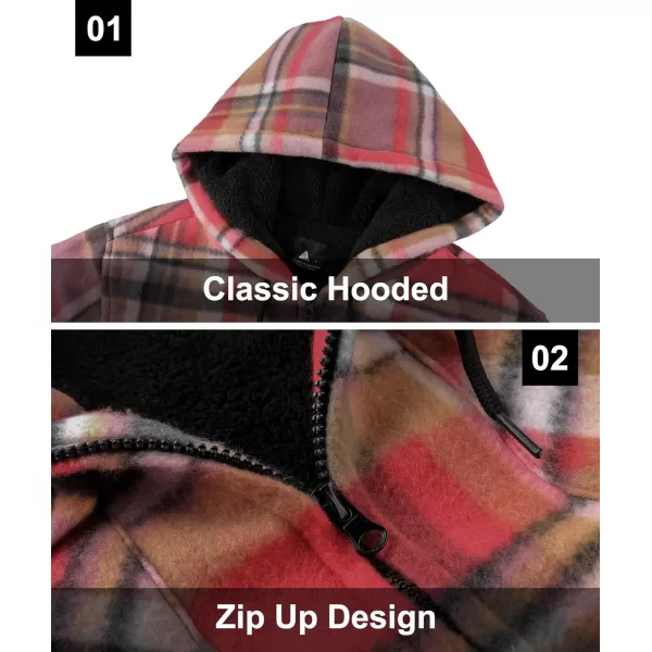 GEEK LIGHTING Men's Flannel Shirts Jacket Sherpa Lined Fleece Plaid Hoodie Long Sleeve Winter Warm Coat