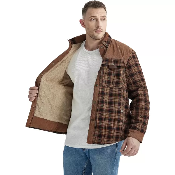 GEEK LIGHTING Men's Flannel Shirts Jacket Sherpa Lined Fleece Plaid Hoodie Long Sleeve Winter Warm Coat