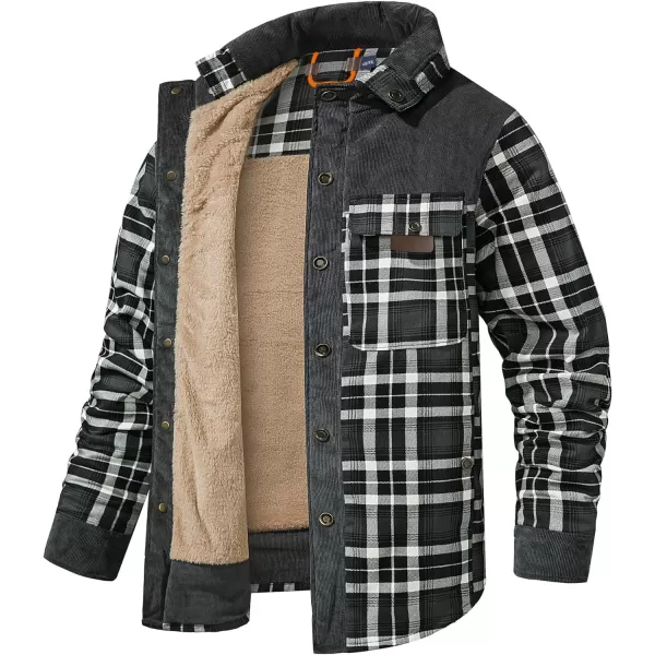 GEEK LIGHTING Men's Flannel Shirts Jacket Sherpa Lined Fleece Plaid Hoodie Long Sleeve Winter Warm Coat