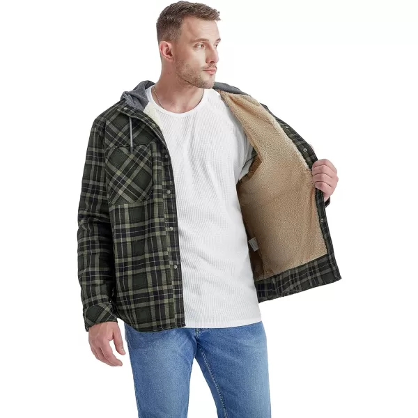 GEEK LIGHTING Men's Flannel Shirts Jacket Sherpa Lined Fleece Plaid Hoodie Long Sleeve Winter Warm Coat