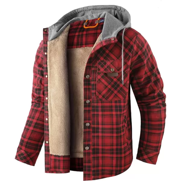 GEEK LIGHTING Men's Flannel Shirts Jacket Sherpa Lined Fleece Plaid Hoodie Long Sleeve Winter Warm Coat