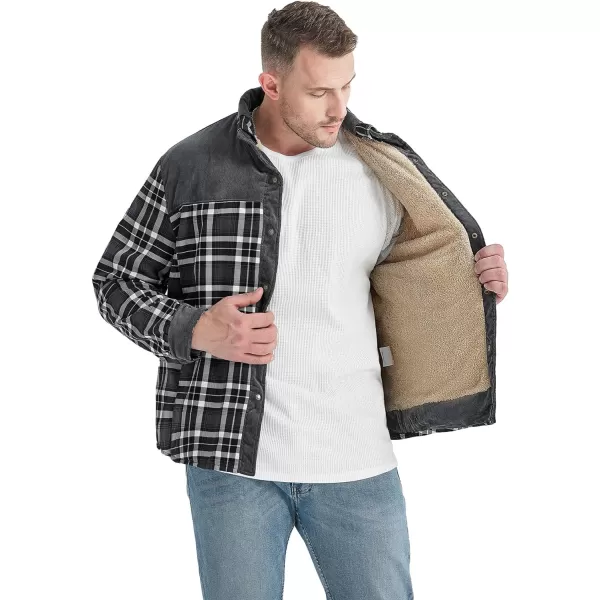 GEEK LIGHTING Men's Flannel Shirts Jacket Sherpa Lined Fleece Plaid Hoodie Long Sleeve Winter Warm Coat