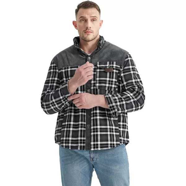 GEEK LIGHTING Men's Flannel Shirts Jacket Sherpa Lined Fleece Plaid Hoodie Long Sleeve Winter Warm Coat