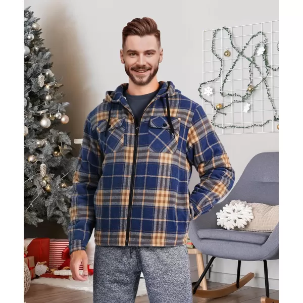 GEEK LIGHTING Men's Flannel Shirts Jacket Sherpa Lined Fleece Plaid Hoodie Long Sleeve Winter Warm Coat
