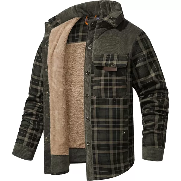 GEEK LIGHTING Men's Flannel Shirts Jacket Sherpa Lined Fleece Plaid Hoodie Long Sleeve Winter Warm Coat