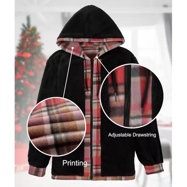 GEEK LIGHTING Men's Flannel Shirts Jacket Sherpa Lined Fleece Plaid Hoodie Long Sleeve Winter Warm Coat