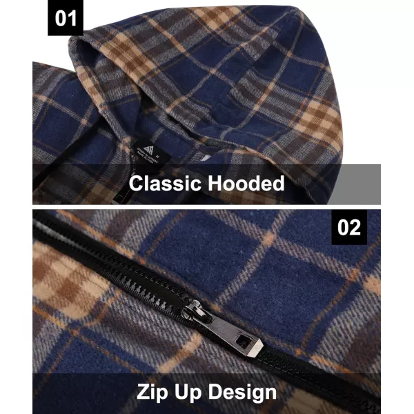 GEEK LIGHTING Men's Flannel Shirts Jacket Sherpa Lined Fleece Plaid Hoodie Long Sleeve Winter Warm Coat
