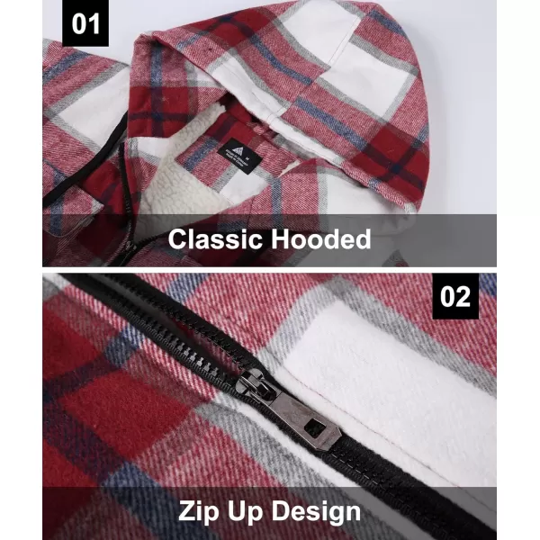 GEEK LIGHTING Men's Flannel Shirts Jacket Sherpa Lined Fleece Plaid Hoodie Long Sleeve Winter Warm Coat