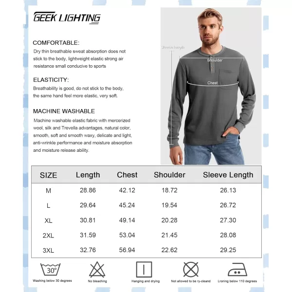 GEEK LIGHTING Men's Long Sleeve Henley Shirt Casual Button Basic T Shirts Regular Fit Neck Tee