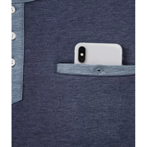 GEEK LIGHTING Men's Long Sleeve Henley Shirt Casual Button Basic T Shirts Regular Fit Neck Tee