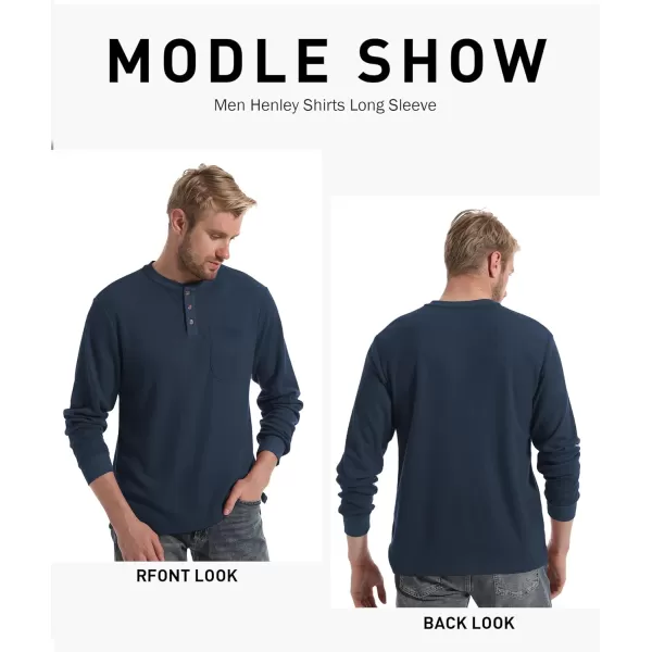 GEEK LIGHTING Men's Long Sleeve Henley Shirt Casual Button Basic T Shirts Regular Fit Neck Tee
