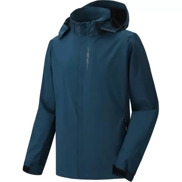 GEEK LIGHTING Men's Waterproof Hooded Rain Jacket, Lightweight Packable Raincoat for Outdoor, Camping, Travel
