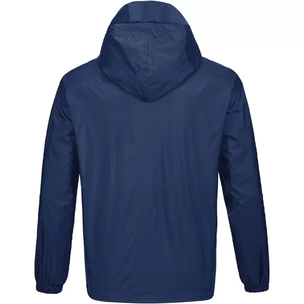GEEK LIGHTING Men's Waterproof Hooded Rain Jacket, Lightweight Packable Raincoat for Outdoor, Camping, Travel