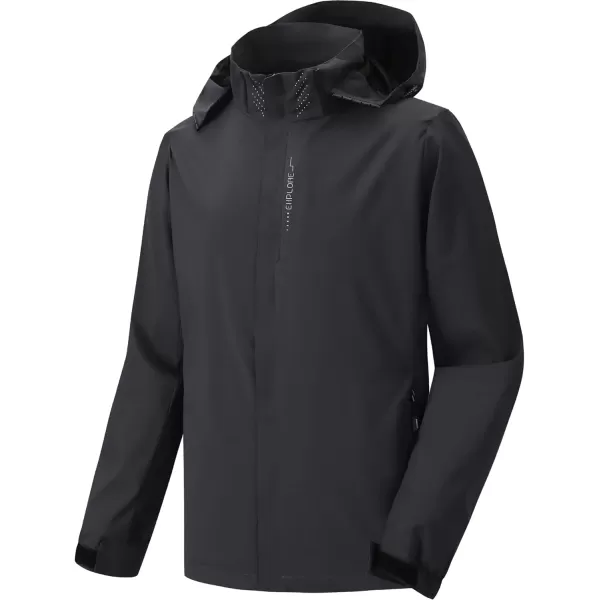 GEEK LIGHTING Men's Waterproof Hooded Rain Jacket, Lightweight Packable Raincoat for Outdoor, Camping, Travel