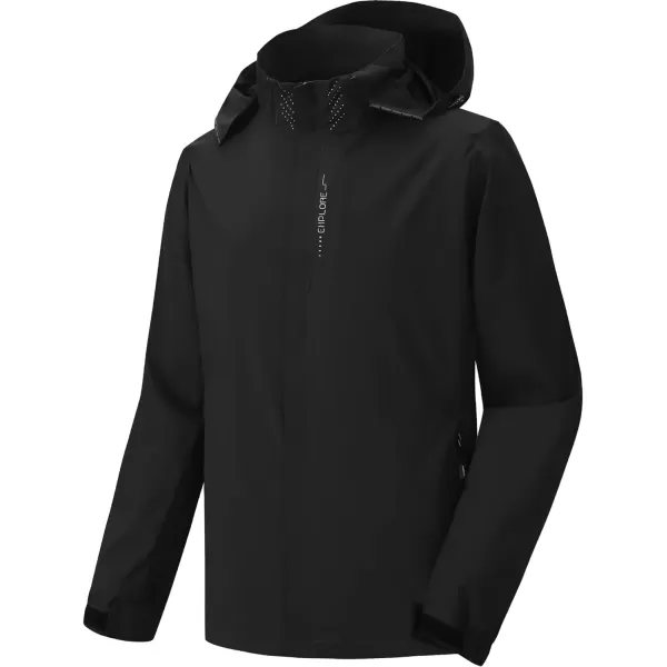 GEEK LIGHTING Men's Waterproof Hooded Rain Jacket, Lightweight Packable Raincoat for Outdoor, Camping, Travel