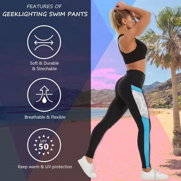 GEEK LIGHTING Swim Pants for Women Long Swimming Leggings SPF Swim Tights Rash Guard Water Wetsuit Dive Kayaking Pants