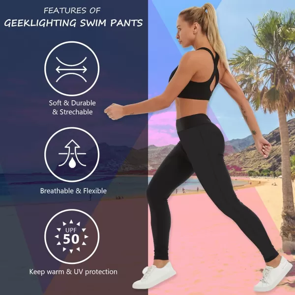 GEEK LIGHTING Swim Pants for Women Long Swimming Leggings SPF Swim Tights Rash Guard Water Wetsuit Dive Kayaking Pants