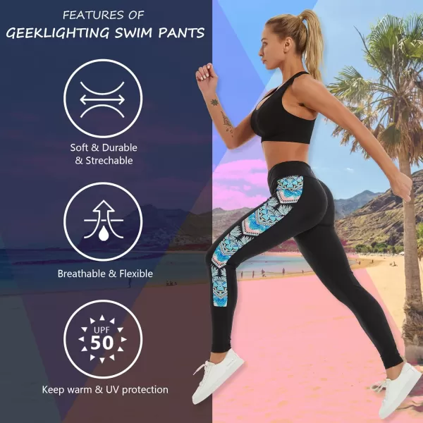 GEEK LIGHTING Swim Pants for Women Long Swimming Leggings SPF Swim Tights Rash Guard Water Wetsuit Dive Kayaking Pants