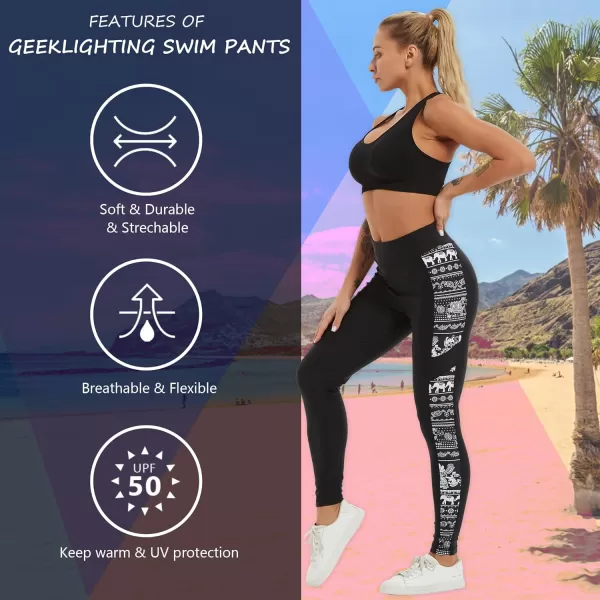 GEEK LIGHTING Swim Pants for Women Long Swimming Leggings SPF Swim Tights Rash Guard Water Wetsuit Dive Kayaking Pants
