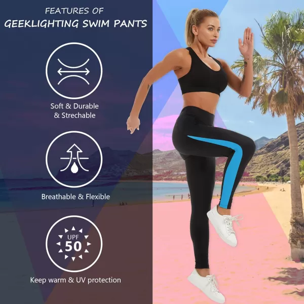 GEEK LIGHTING Swim Pants for Women Long Swimming Leggings SPF Swim Tights Rash Guard Water Wetsuit Dive Kayaking Pants