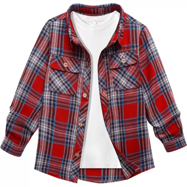 Boys Plaid Flannel Shirts Long Sleeve Casual Button Down Shirts Collared Fall Clothes