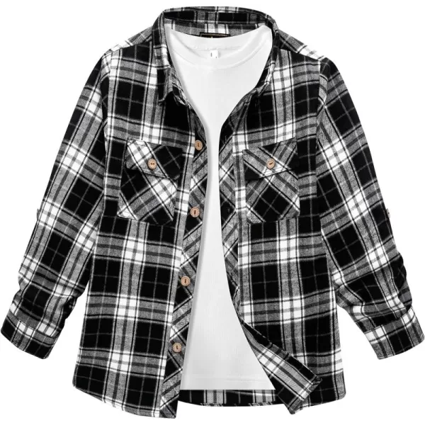 Boys Plaid Flannel Shirts Long Sleeve Casual Button Down Shirts Collared Fall Clothes