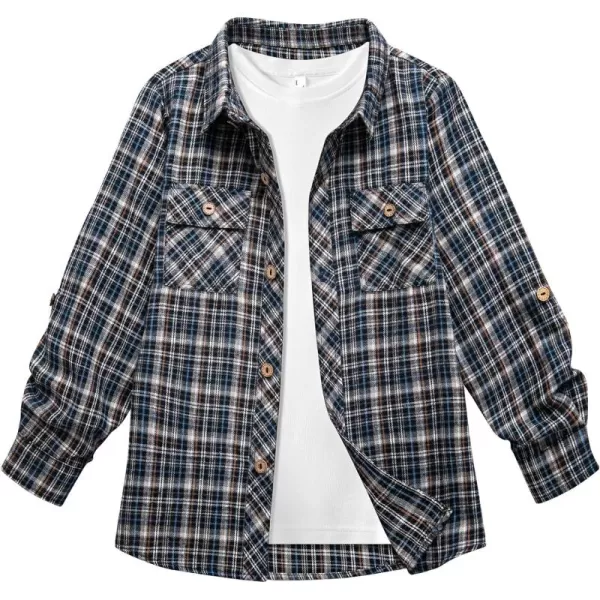 Boys Plaid Flannel Shirts Long Sleeve Casual Button Down Shirts Collared Fall Clothes