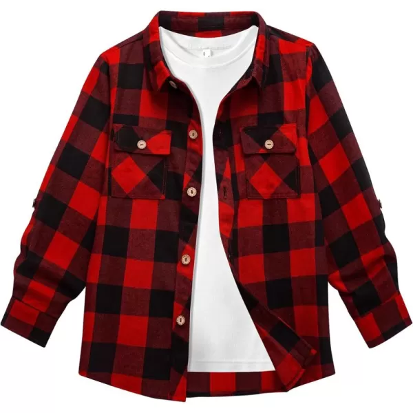 Boys Plaid Flannel Shirts Long Sleeve Casual Button Down Shirts Collared Fall Clothes