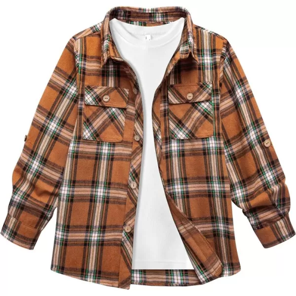 Boys Plaid Flannel Shirts Long Sleeve Casual Button Down Shirts Collared Fall Clothes