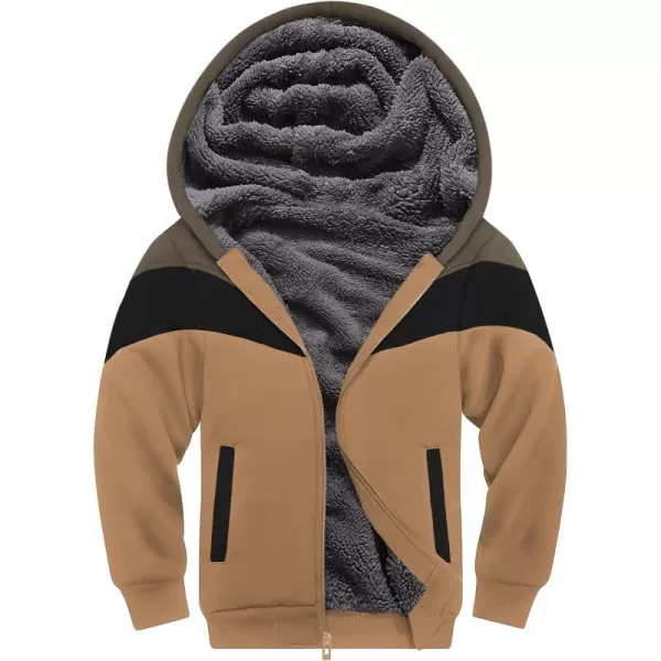 GEEK LIGHTING Boys Sherpa Lined Hoodie Kids Fleece Sweatshirt Full Zip Hooded Jacket