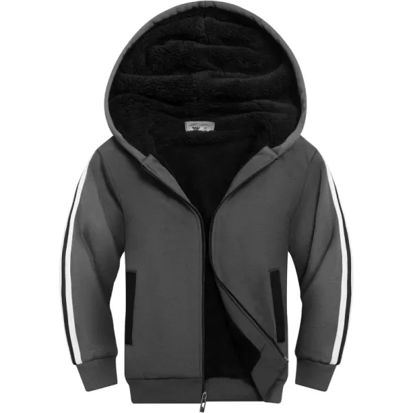 GEEK LIGHTING Boys Sherpa Lined Hoodie Kids Fleece Sweatshirt Full Zip Hooded Jacket