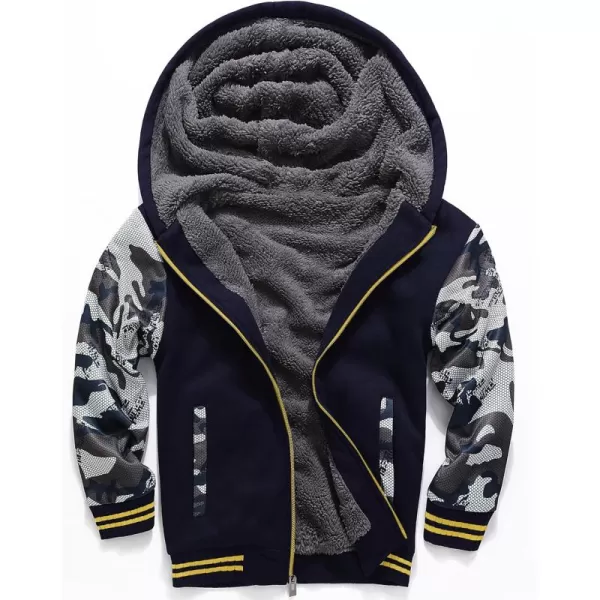 GEEK LIGHTING Boys Sherpa Lined Hoodie Kids Fleece Sweatshirt Full Zip Hooded Jacket