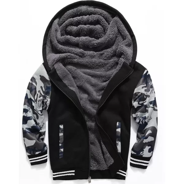 GEEK LIGHTING Boys Sherpa Lined Hoodie Kids Fleece Sweatshirt Full Zip Hooded Jacket