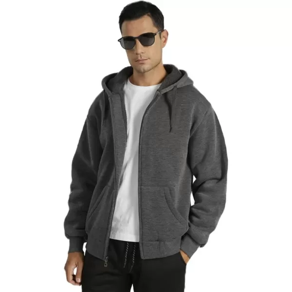 GEEK LIGHTING Hoodies for Men Fleece Sherpa Lined Jacket Zip Up Sweatshirts Heavyweight Warm Coat Winter Sweaters)