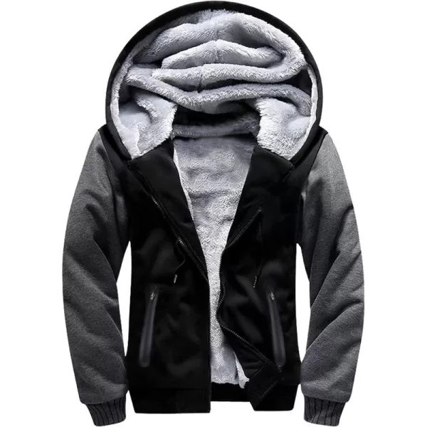 GEEK LIGHTING Hoodies for Men Fleece Sherpa Lined Jacket Zip Up Sweatshirts Heavyweight Warm Coat Winter Sweaters)