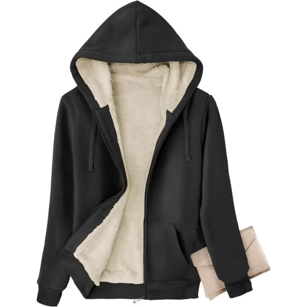 GEEK LIGHTING Hoodies for Women Sherpa Lined Winter Fleece Sweatshirt - Full Zip Up Thick)