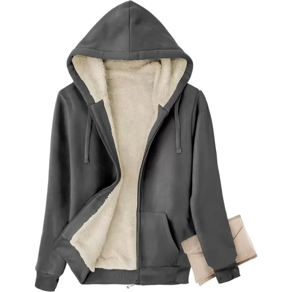 GEEK LIGHTING Hoodies for Women Sherpa Lined Winter Fleece Sweatshirt - Full Zip Up Thick)