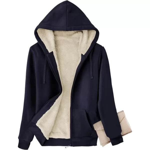 GEEK LIGHTING Hoodies for Women Sherpa Lined Winter Fleece Sweatshirt - Full Zip Up Thick)