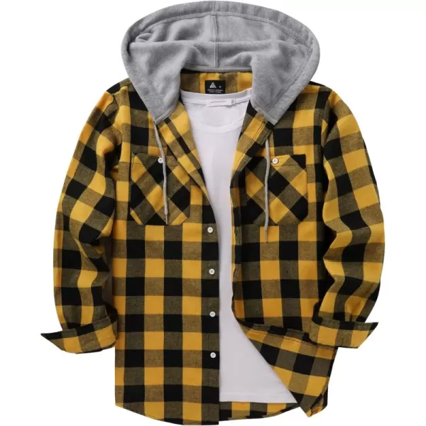 GEEK LIGHTING Men's Flannel Shirt Plaid Hoodie Long Sleeve Fall Casual Button Down Shirts Jacket