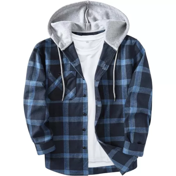 GEEK LIGHTING Men's Flannel Shirt Plaid Hoodie Long Sleeve Fall Casual Button Down Shirts Jacket