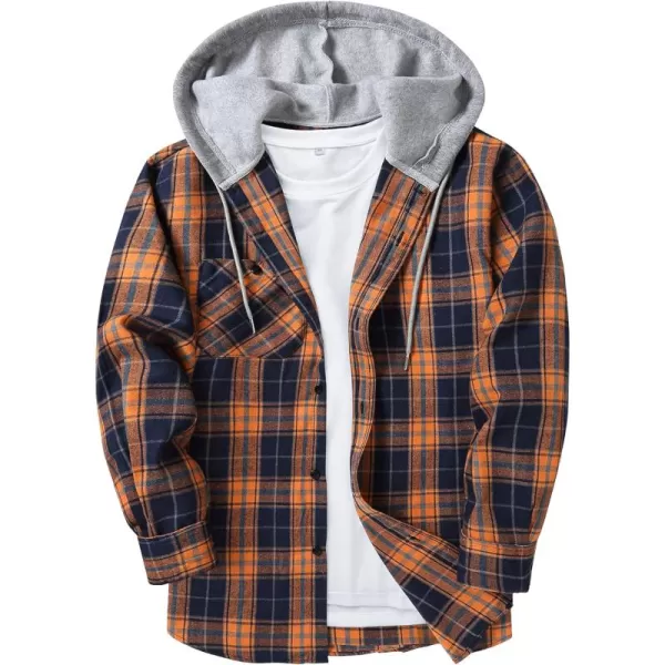 GEEK LIGHTING Men's Flannel Shirt Plaid Hoodie Long Sleeve Fall Casual Button Down Shirts Jacket