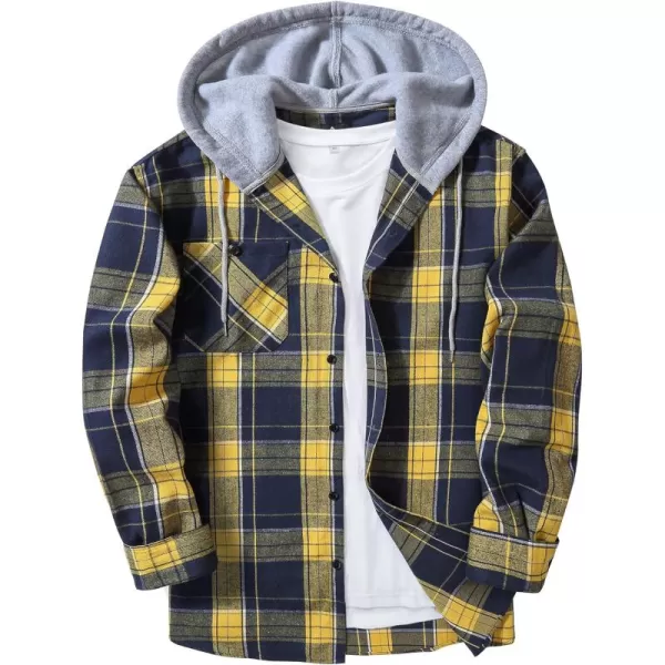 GEEK LIGHTING Men's Flannel Shirt Plaid Hoodie Long Sleeve Fall Casual Button Down Shirts Jacket