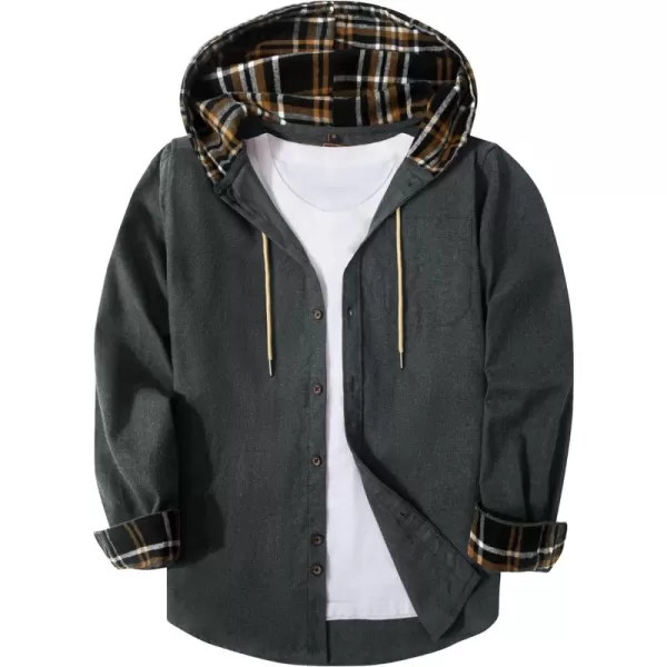 GEEK LIGHTING Men's Flannel Shirt Plaid Hoodie Long Sleeve Fall Casual Button Down Shirts Jacket