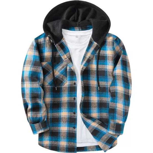 GEEK LIGHTING Men's Flannel Shirt Plaid Hoodie Long Sleeve Fall Casual Button Down Shirts Jacket