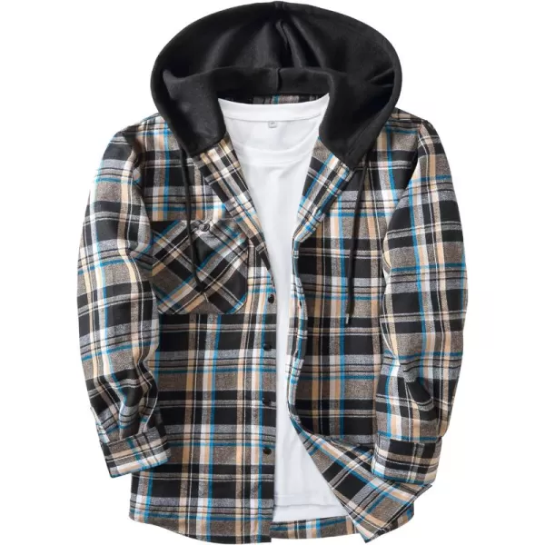 GEEK LIGHTING Men's Flannel Shirt Plaid Hoodie Long Sleeve Fall Casual Button Down Shirts Jacket