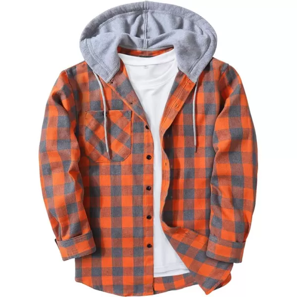 GEEK LIGHTING Men's Flannel Shirt Plaid Hoodie Long Sleeve Fall Casual Button Down Shirts Jacket